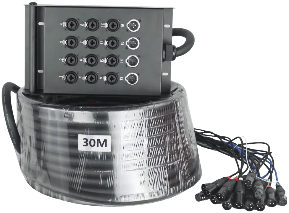Pure Link PLK12+4 Stage Snake Cable - 30 Meter (12 In / 4 Return, Combo Plugs)