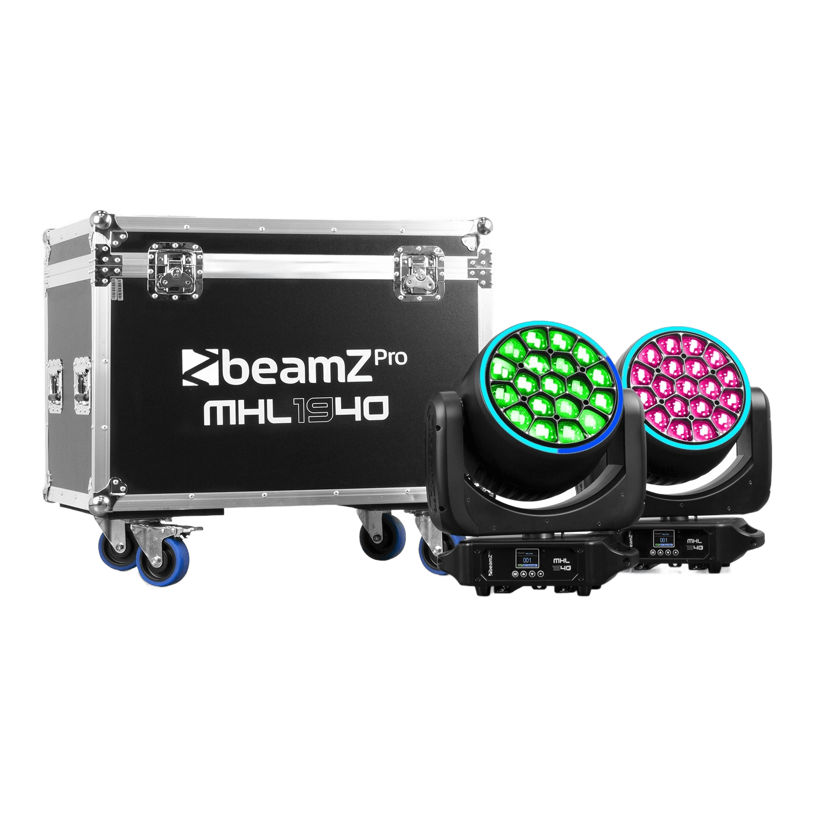 BEAMZPRO MHL1940 LED MOVING HEAD BEE EYE ZOOM 19x 40W RGBW [2 IN A FLIGHTCASE]