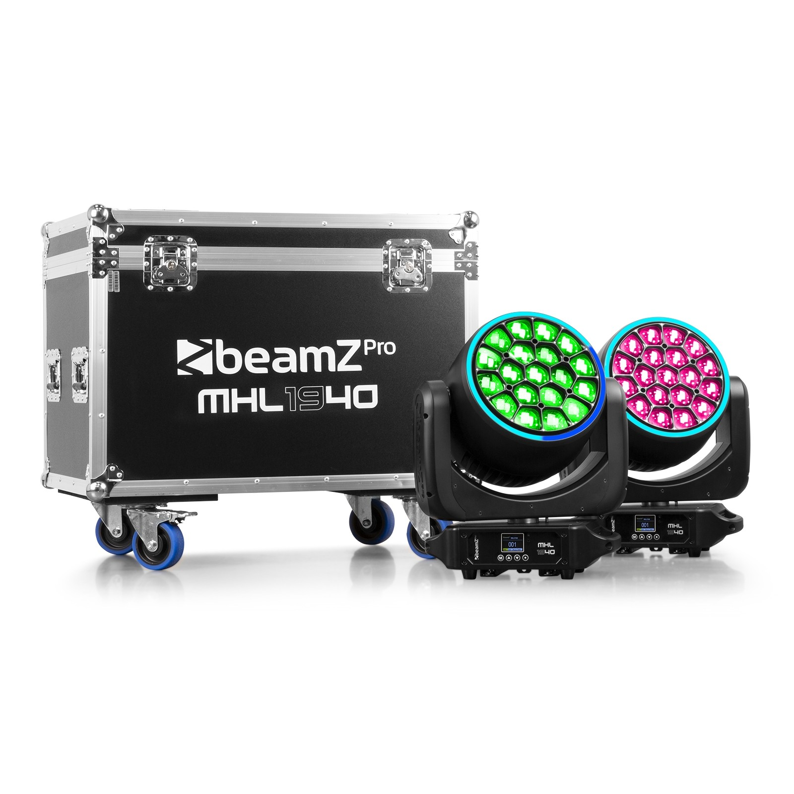 BEAMZPRO MHL1940 LED MOVING HEAD BEE EYE ZOOM 19x 40W RGBW [2 IN A FLIGHTCASE]