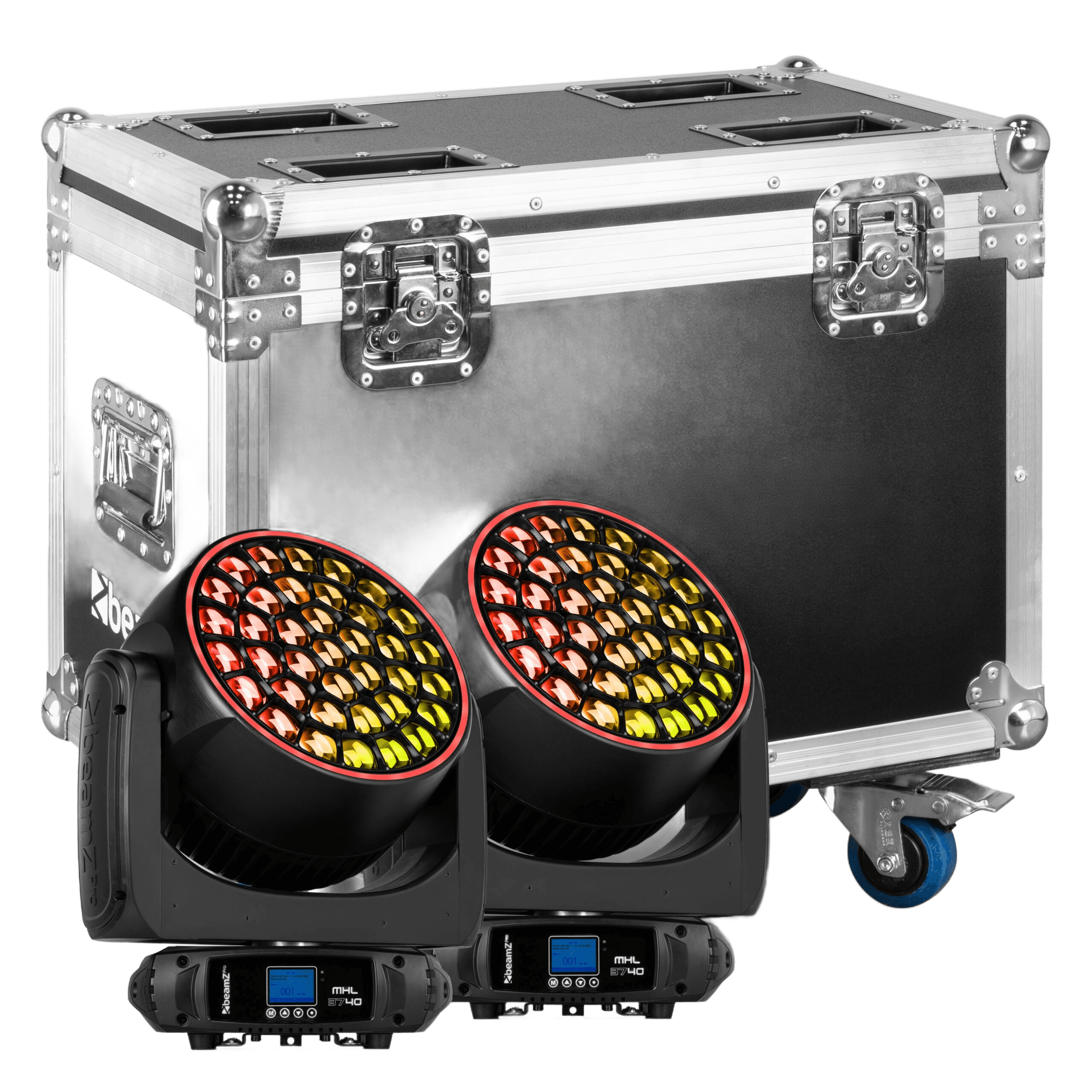 BEAMZPRO MHL3740 LED MOVING HEAD WASH ZOOM 37x 40W RGBW [2 IN A FLIGHTCASE]