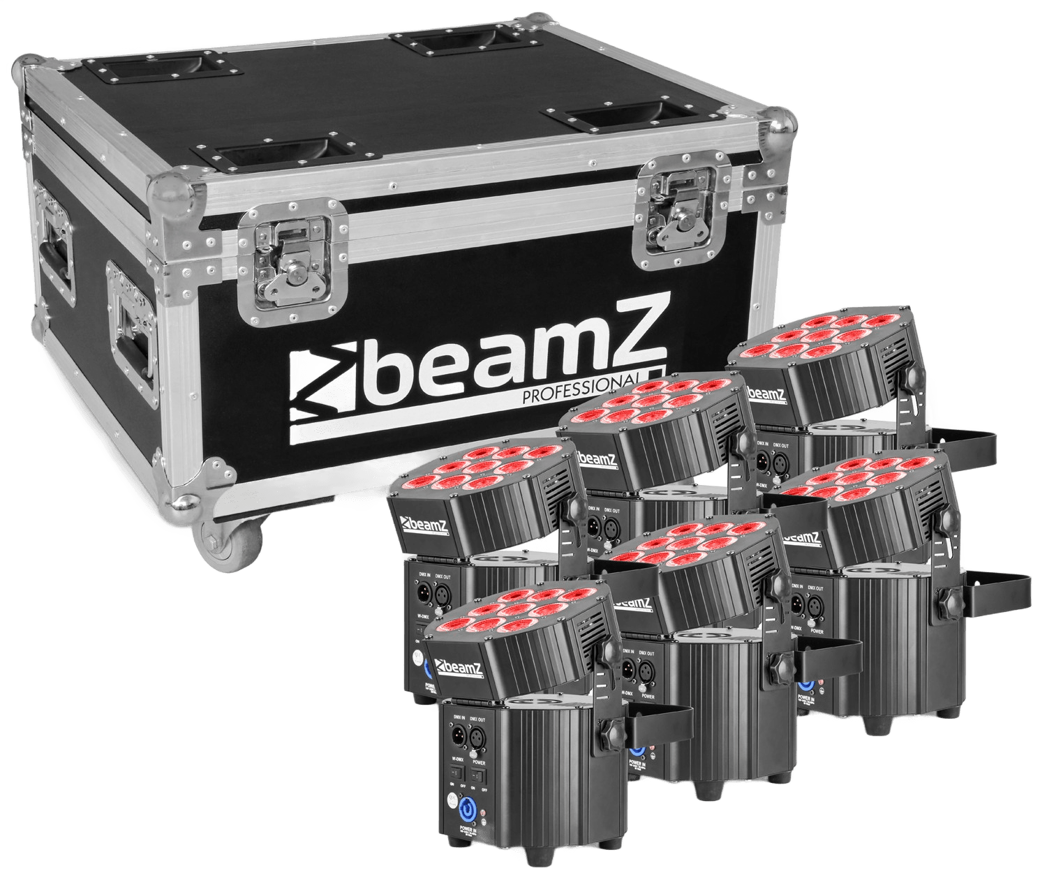 BEAMZPRO BBP60 LED UPLIGHT IP20 9x 12W RGBAWUV [6 IN A FLIGHTCASE]