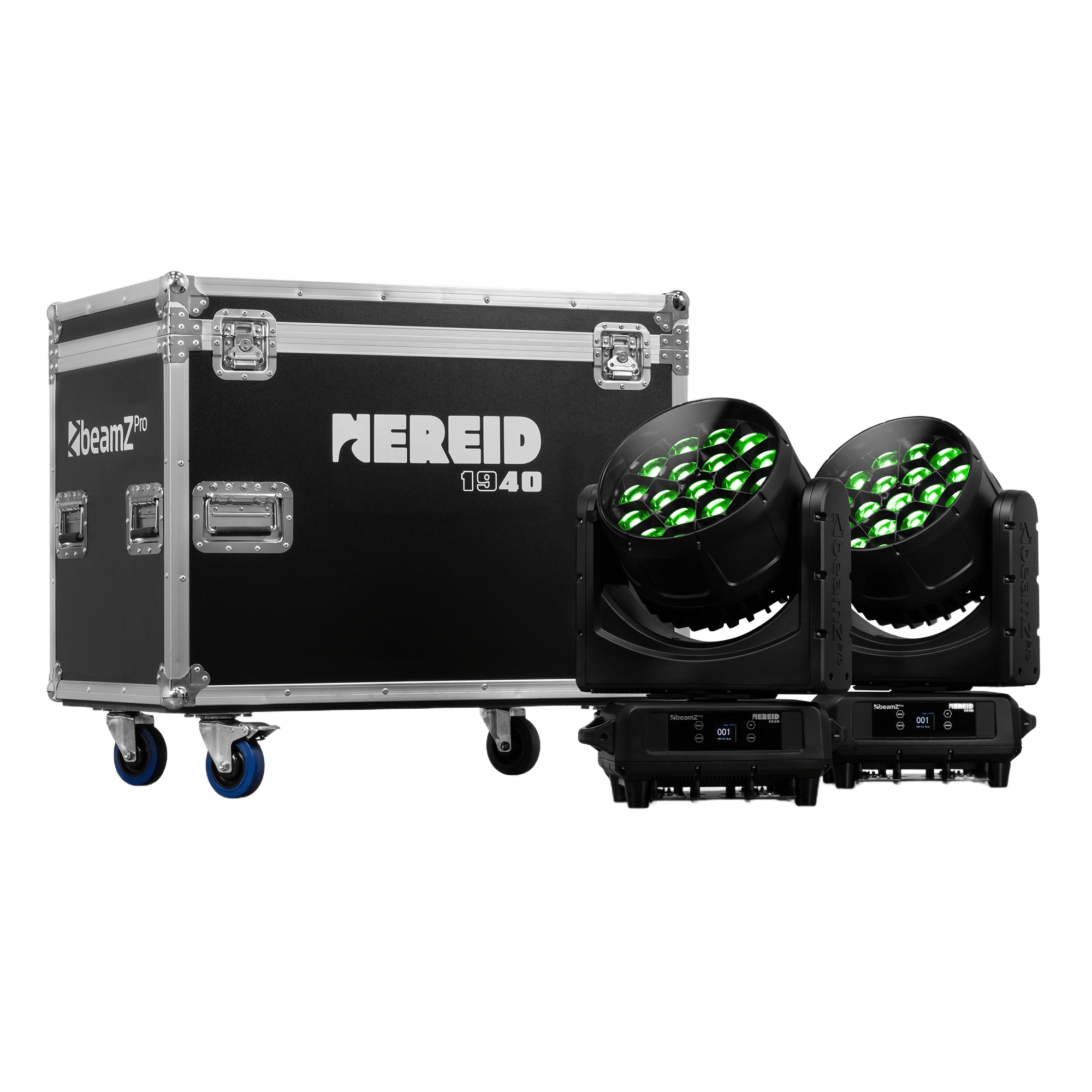 NEREID1940 LED MOVING HEAD BEE EYE ZOOM IP65 19x 40W RGBW [2 PIECES IN A FLIGHTCASE]