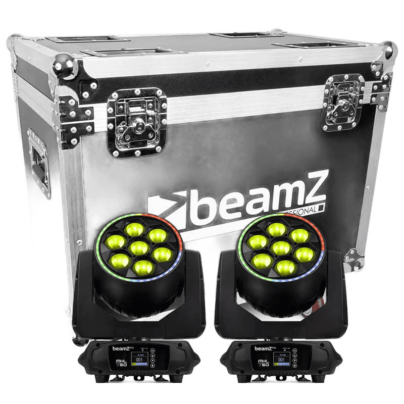 BEAMZPRO MHL760 LED MOVING HEAD BEE EYE ZOOM 7x 60W RGBW [2 IN A FLIGHTCASE]