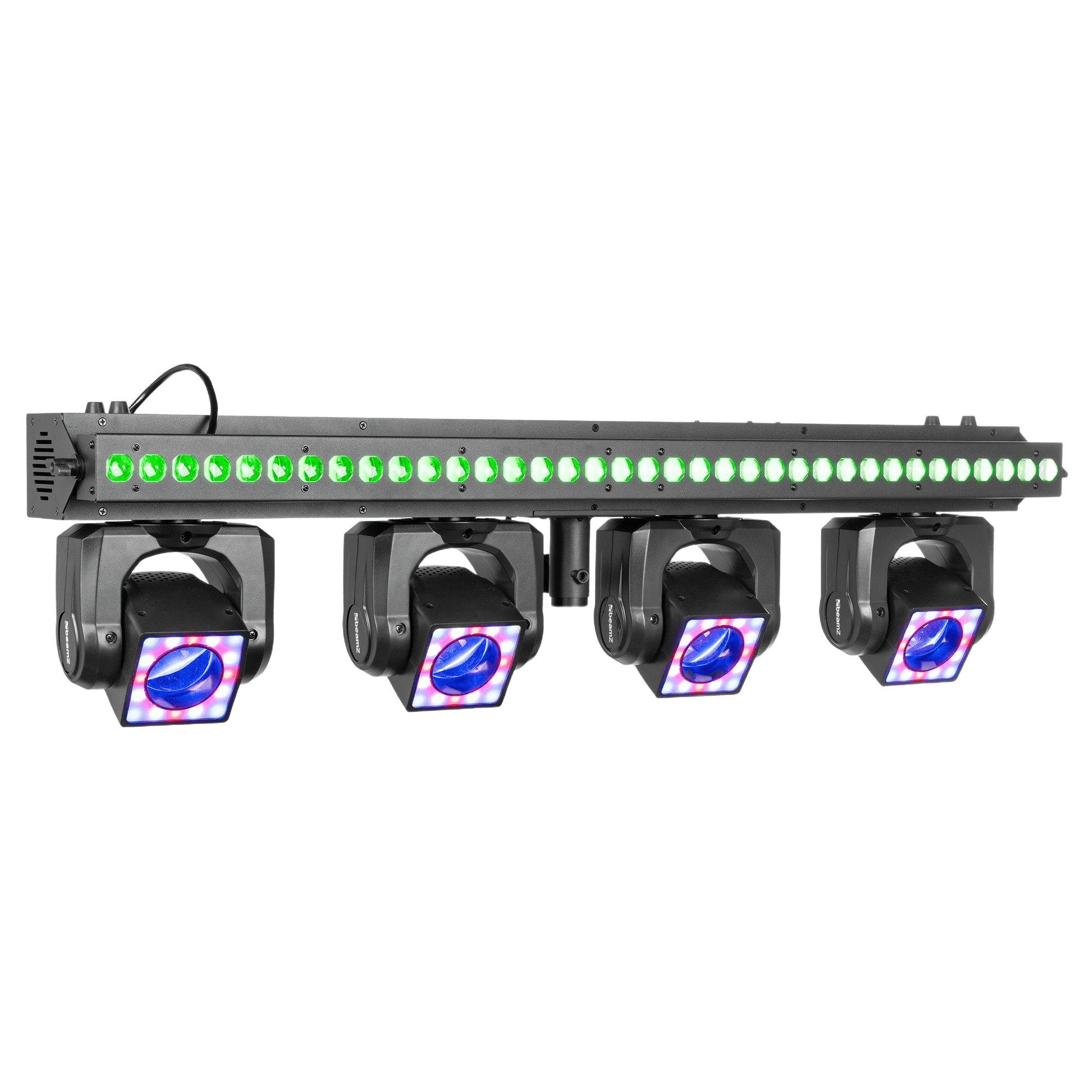 BEAMZ SHOWBAR GO VIBE WITH 4x MOVING HEAD 1x LED BAR 4x 24W 36X 2W RGBW