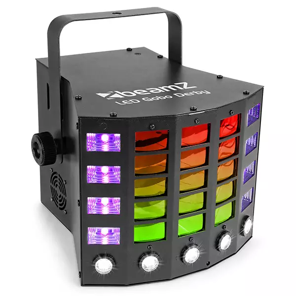BEAMZ LED GOBO DERBY WITH UV AND STROBE 5x 3W LED 16x 3W RGBAWUV
