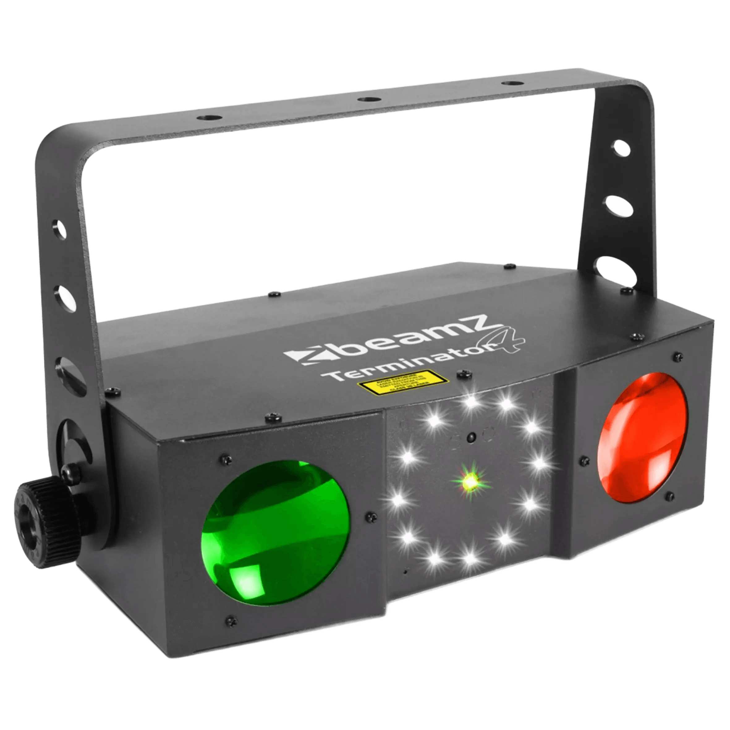 BEAMZ TERMINATOR IV LED DOUBLE MOON WITH LASER AND STROBE 12x 1W RGBW