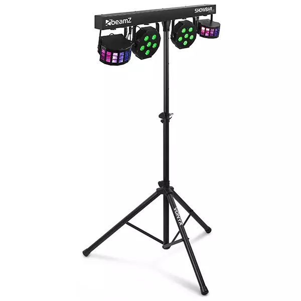 BEAMZ SB02 LED SHOWBAR WITH DERBY AND PAR 8x 4W BATTERY RGBW