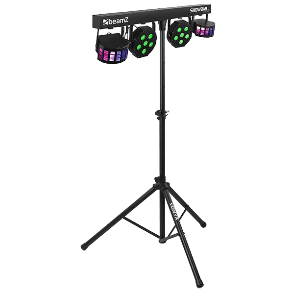 BEAMZ SB02 LED SHOWBAR WITH DERBY AND PAR 8x 4W BATTERY RGBW