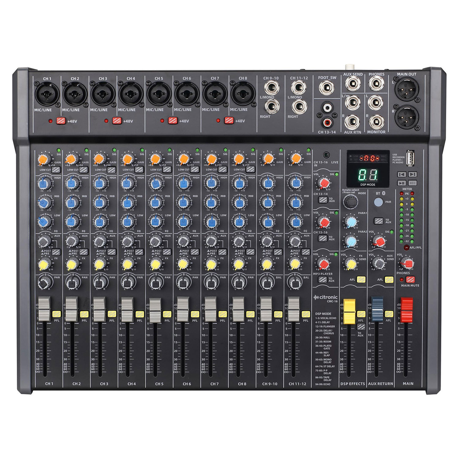Citronic CMC-16 16CH Music Mixer Dsp/bt/mp3/usb