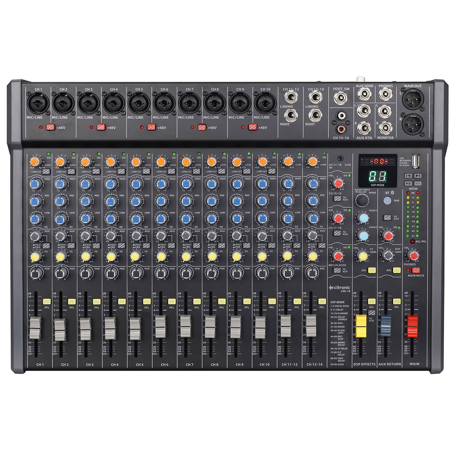 Citronic CMC-18 18CH Music Mixer Dsp/bt/mp3/usb