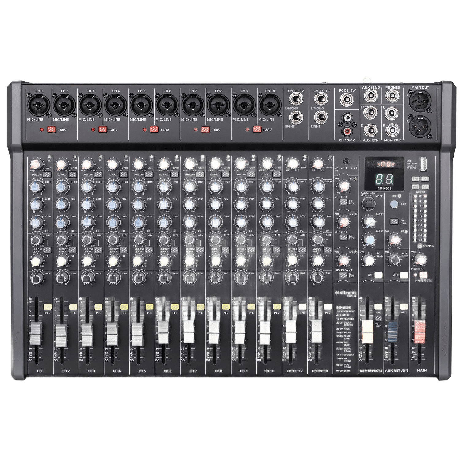 Citronic CMC-18 18CH Music Mixer Dsp/bt/mp3/usb
