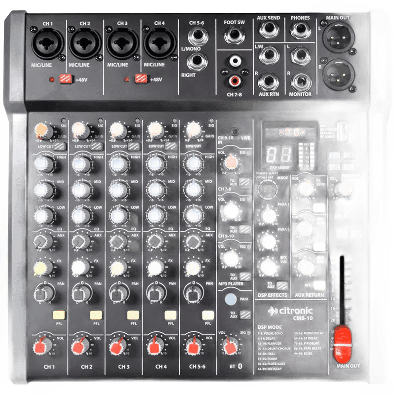 Citronic CMB-10 Music Mixer 5-CH Dsp/bt/usb/pc