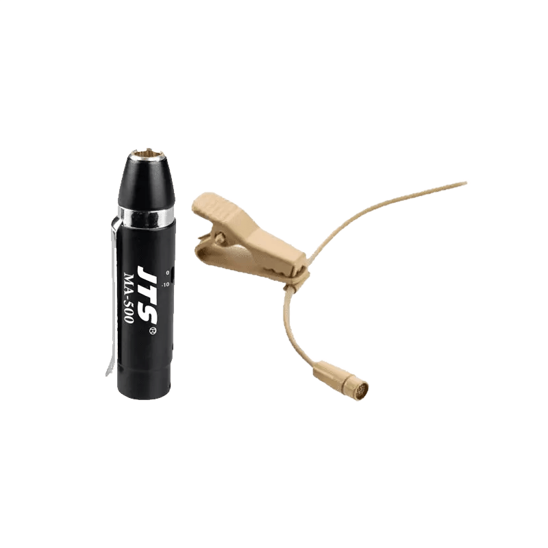 JTS CM-201I/MA-500 Miniature Lapel Microphone Beige WITH Phantom Power Adaptor