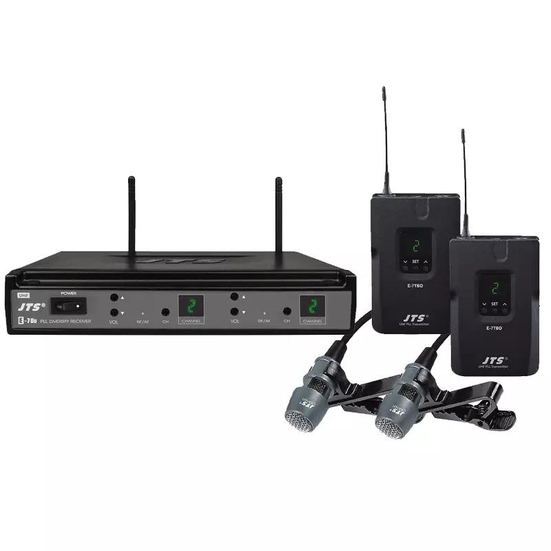 JTS E-7DU/E-7TB +CM-501×2 DUAL Lapel Microphone Diversity UHF 518-542MHZ