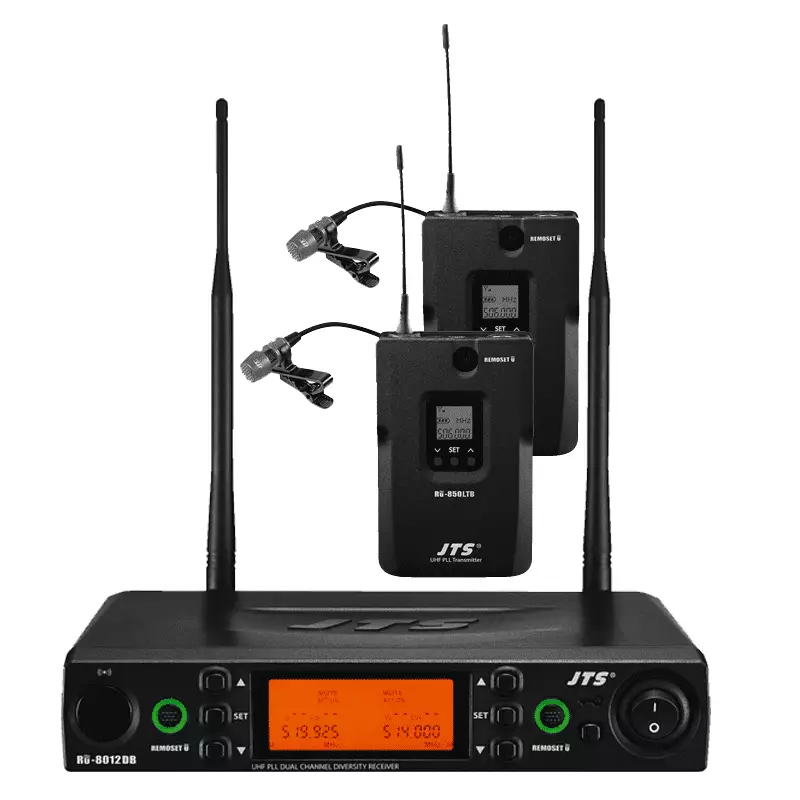 JTS RU-8012DB/RU-850ltb+cm-501 DUAL Lapel Microphone Diversity UHF 614-650MHZ
