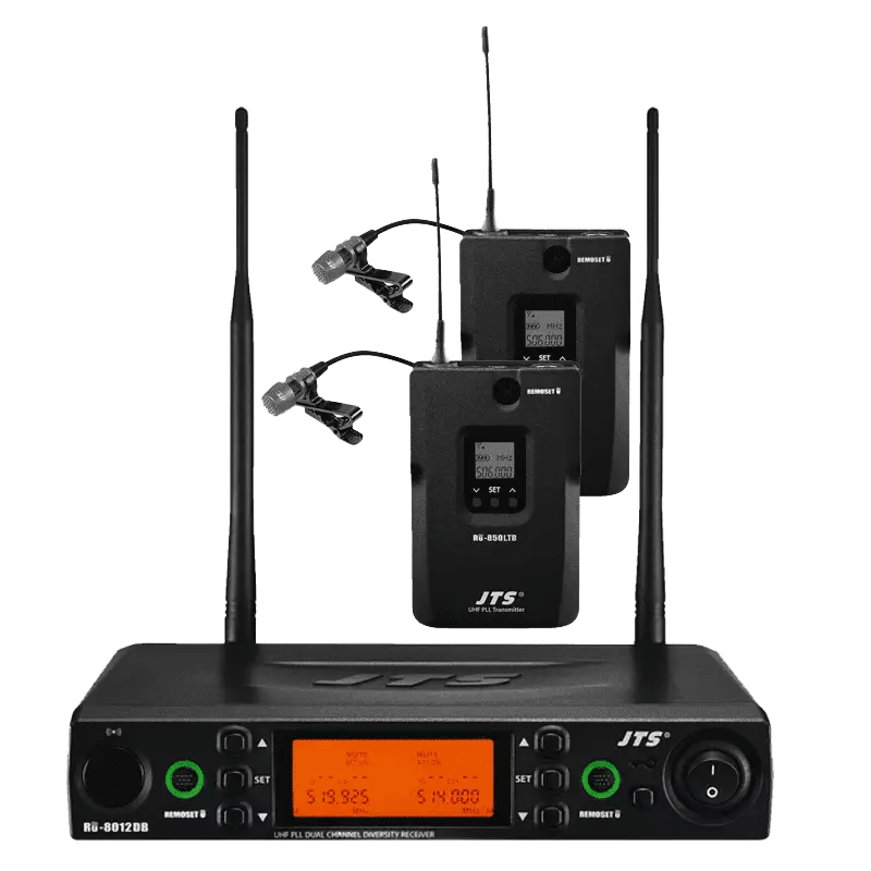 JTS RU-8012DB/RU-850ltb+cm-501 DUAL Lapel Microphone Diversity UHF 614-650MHZ