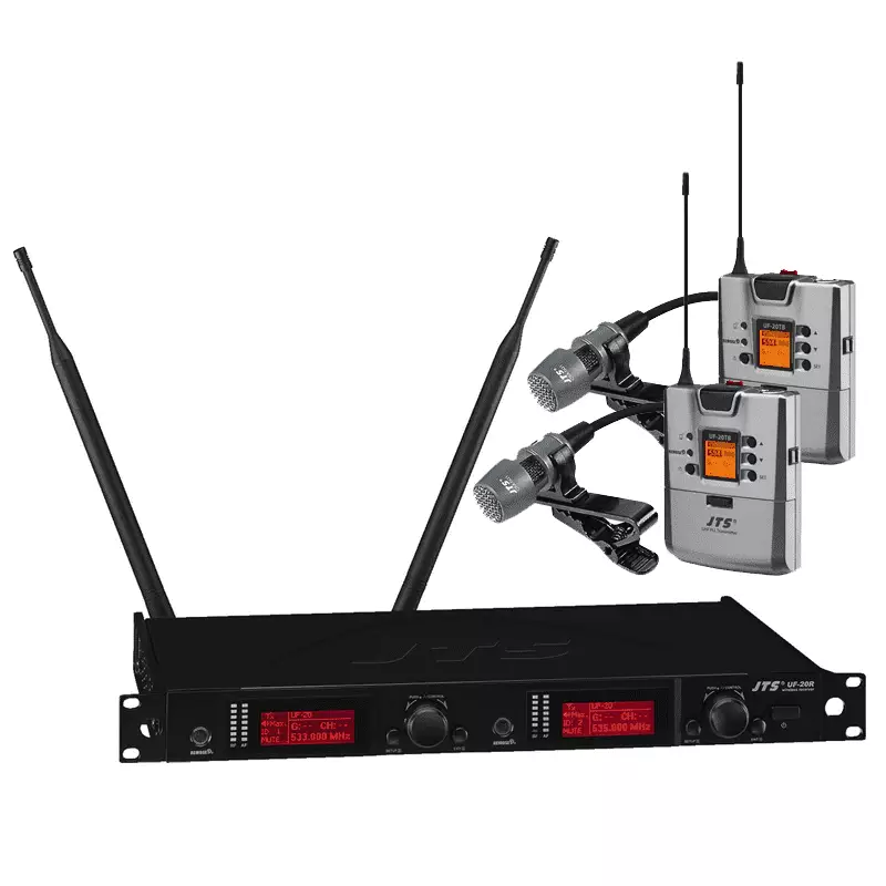 JTS UF-20R/UF-20tb+cm-501 DUAL Lapel Microphone TRUE Diversity UHF 624-694MHZ