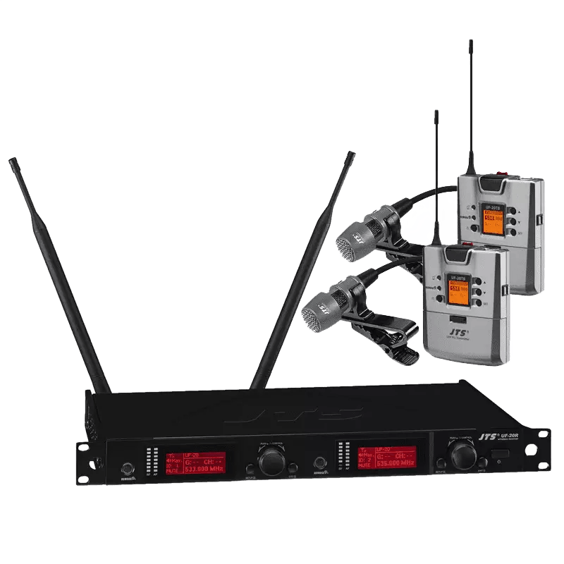 JTS UF-20R/UF-20tb+cm-501 DUAL Lapel Microphone TRUE Diversity UHF 624-694MHZ