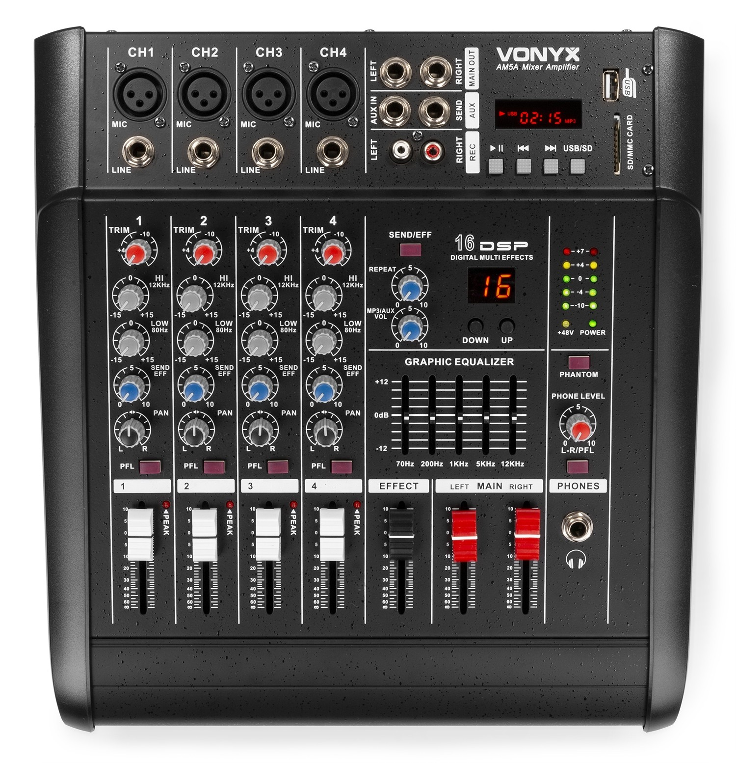Vonyx AM5A Music Mixer Dsp/bt/sd/usb/mp3 5-CH