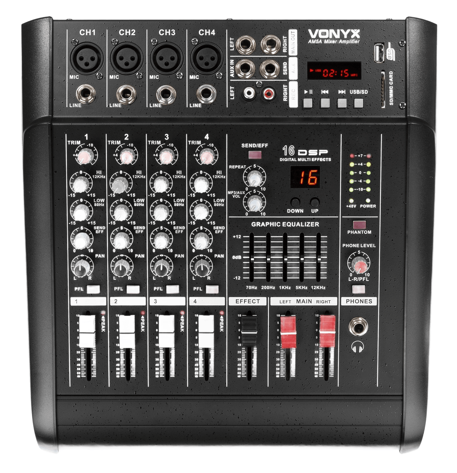 Vonyx AM5A Music Mixer Dsp/bt/sd/usb/mp3 5-CH