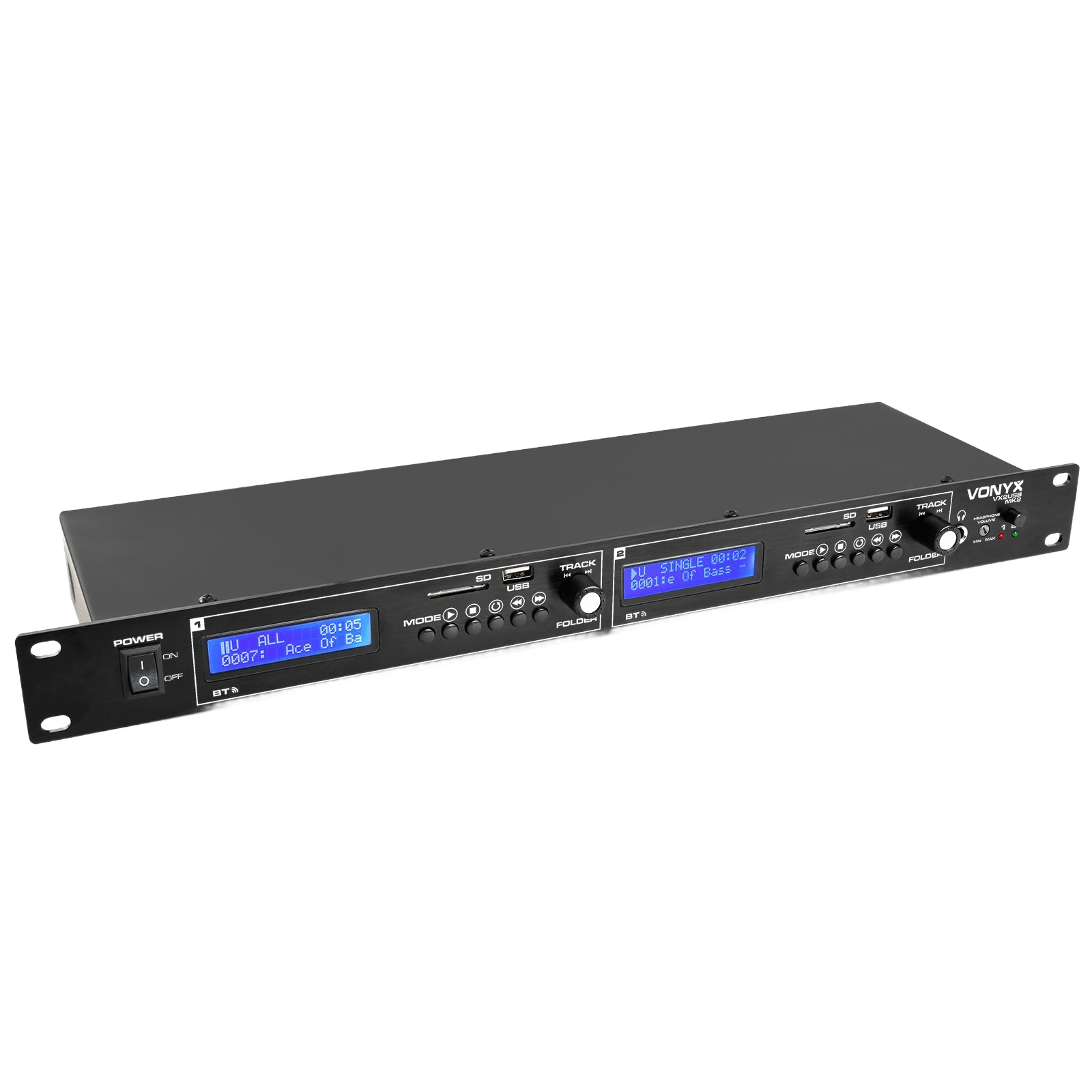 Vonyx VX2USB DUAL Multimedia Audio Player Usb/sd/bt 1U