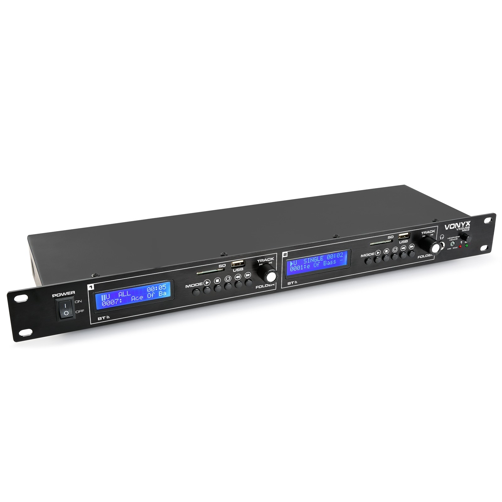 Vonyx VX2USB DUAL Multimedia Audio Player Usb/sd/bt 1U