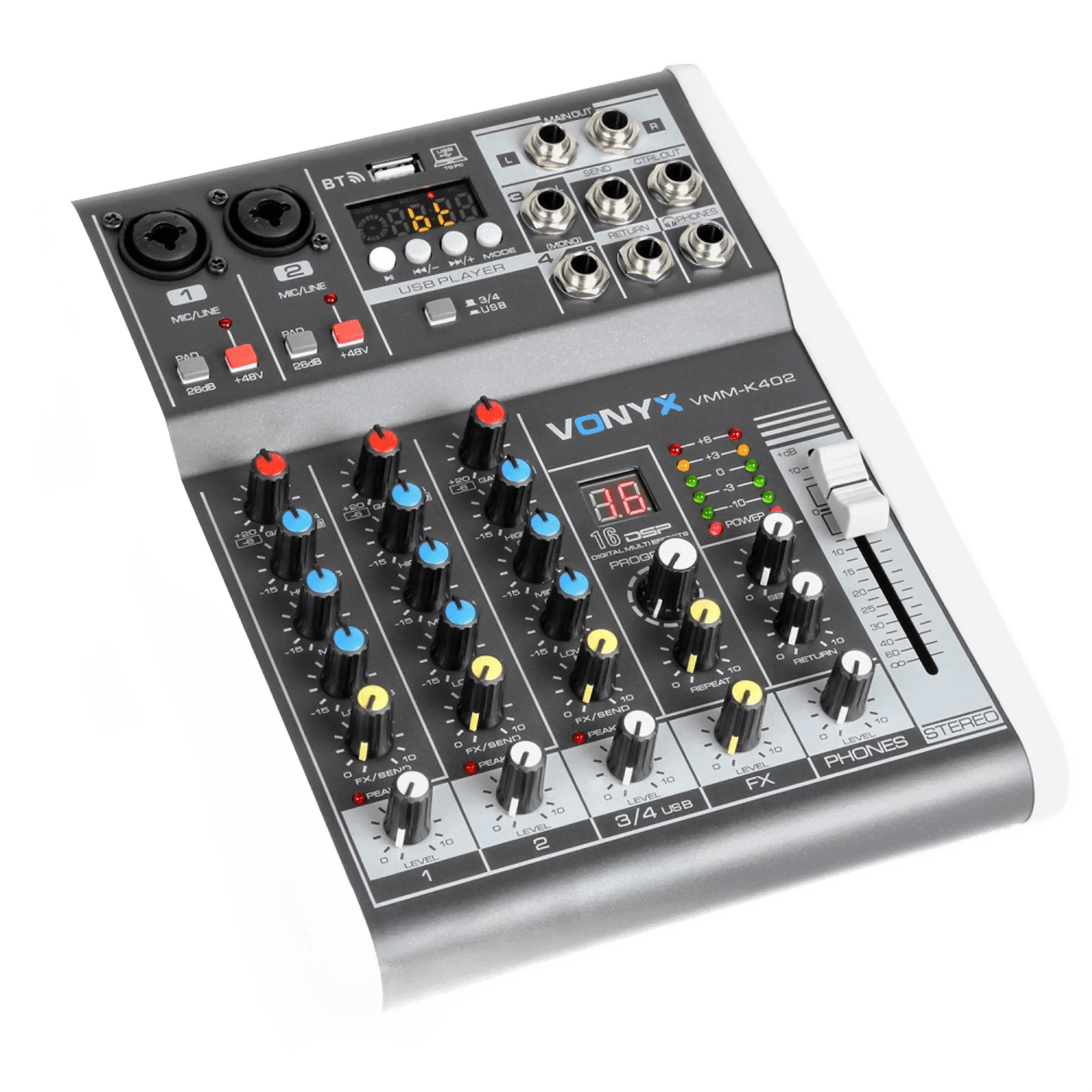 Vonyx VMM-K402 Music Mixer Dsp/bt/mp3/usb/rec 4CH