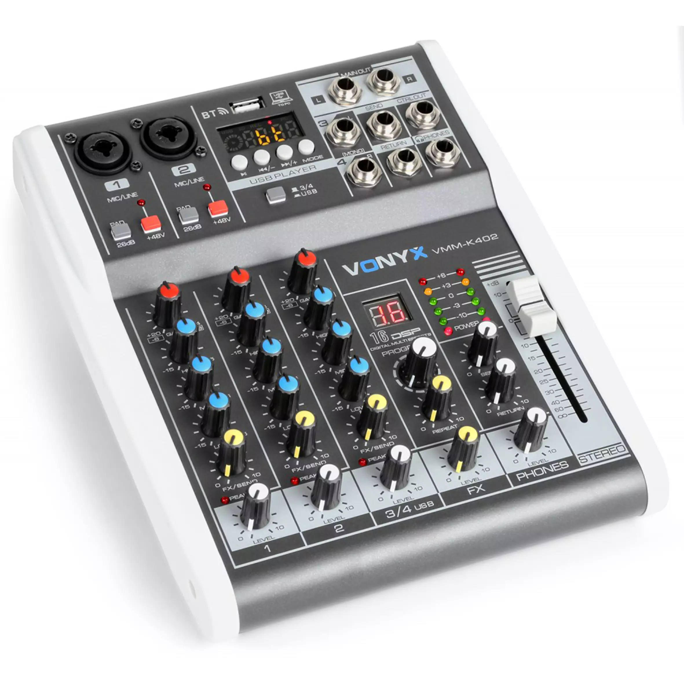 Vonyx VMM-K402 Music Mixer Dsp/bt/mp3/usb/rec 4CH