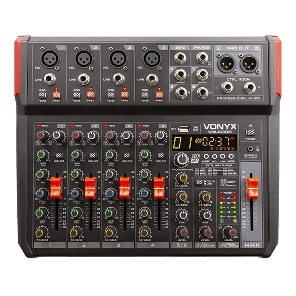 Vonyx VM-KG08 Music Mixer Bt/mp3/usb/dsp/rec 8CH