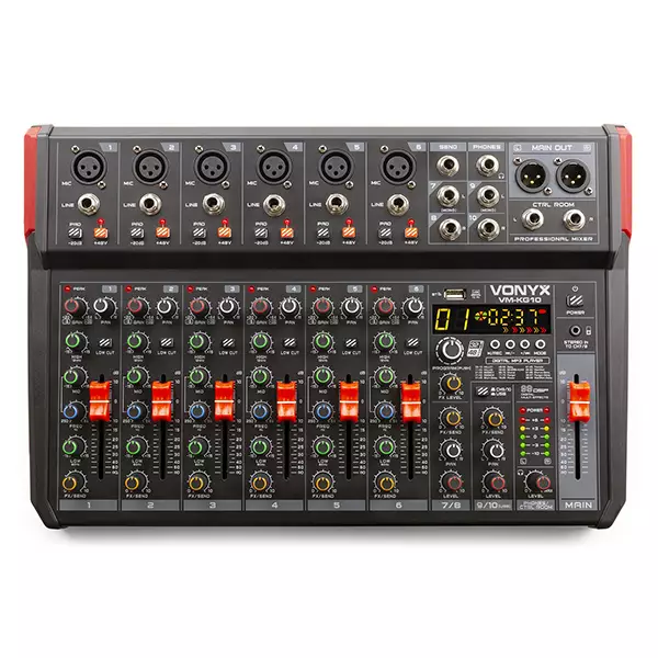 Vonyx VM-KG10 Music Mixer Bt/mp3/usb/dsp/rec 10CH