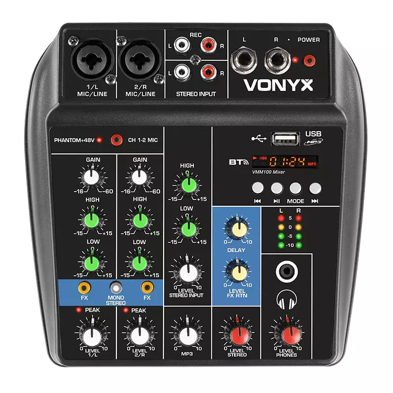 Vonyx VMM100 Music Mixer Dsp/bt/usb 3-CH