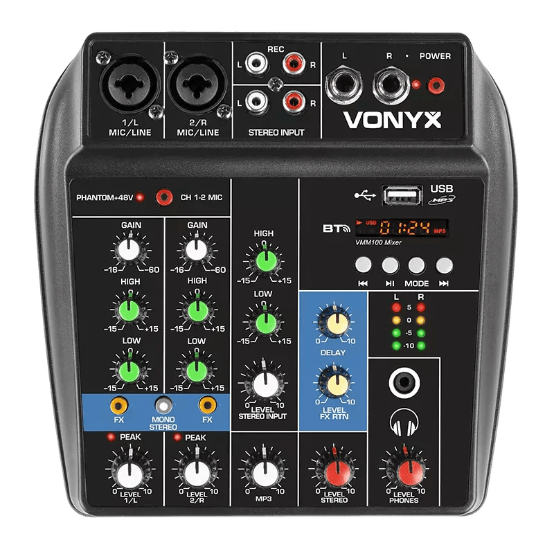 Vonyx VMM100 Music Mixer Dsp/bt/usb 3-CH