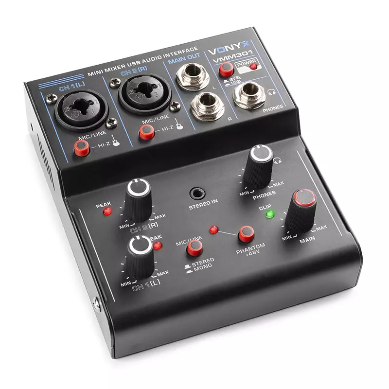 Vonyx VMM301 Music Mixer Bt/usb 3CH