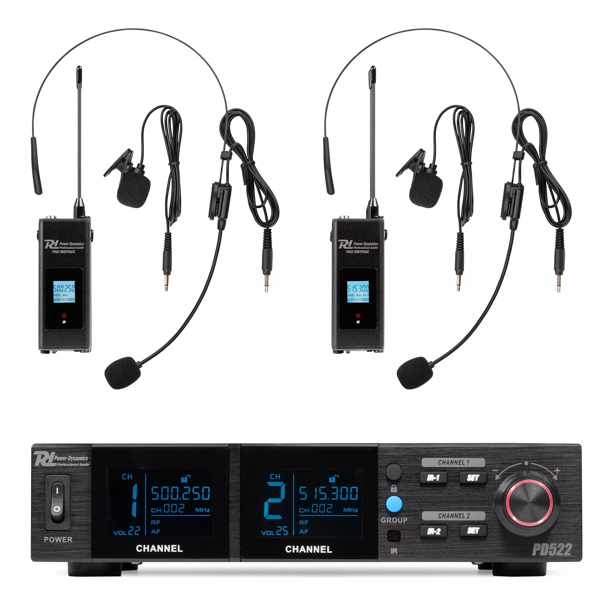 PDM PD522B DUAL Lapel Microphone UHF 500-530MHZ