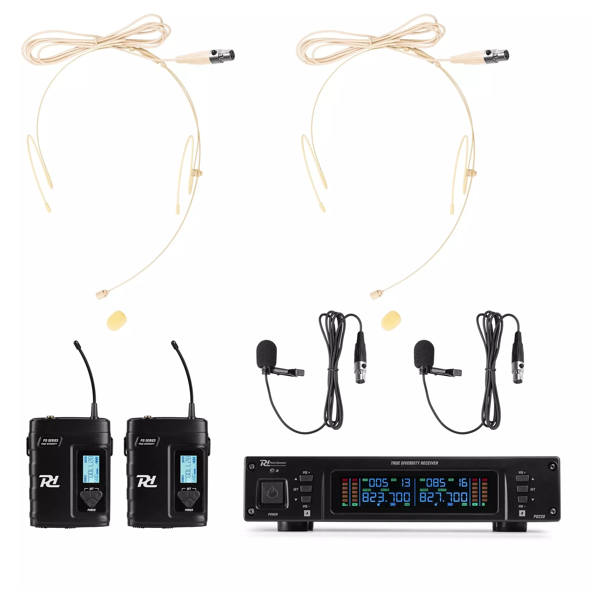 PDM PD220B DUAL Lapel Microphone TRUE Diversity UHF 823-832MHZ