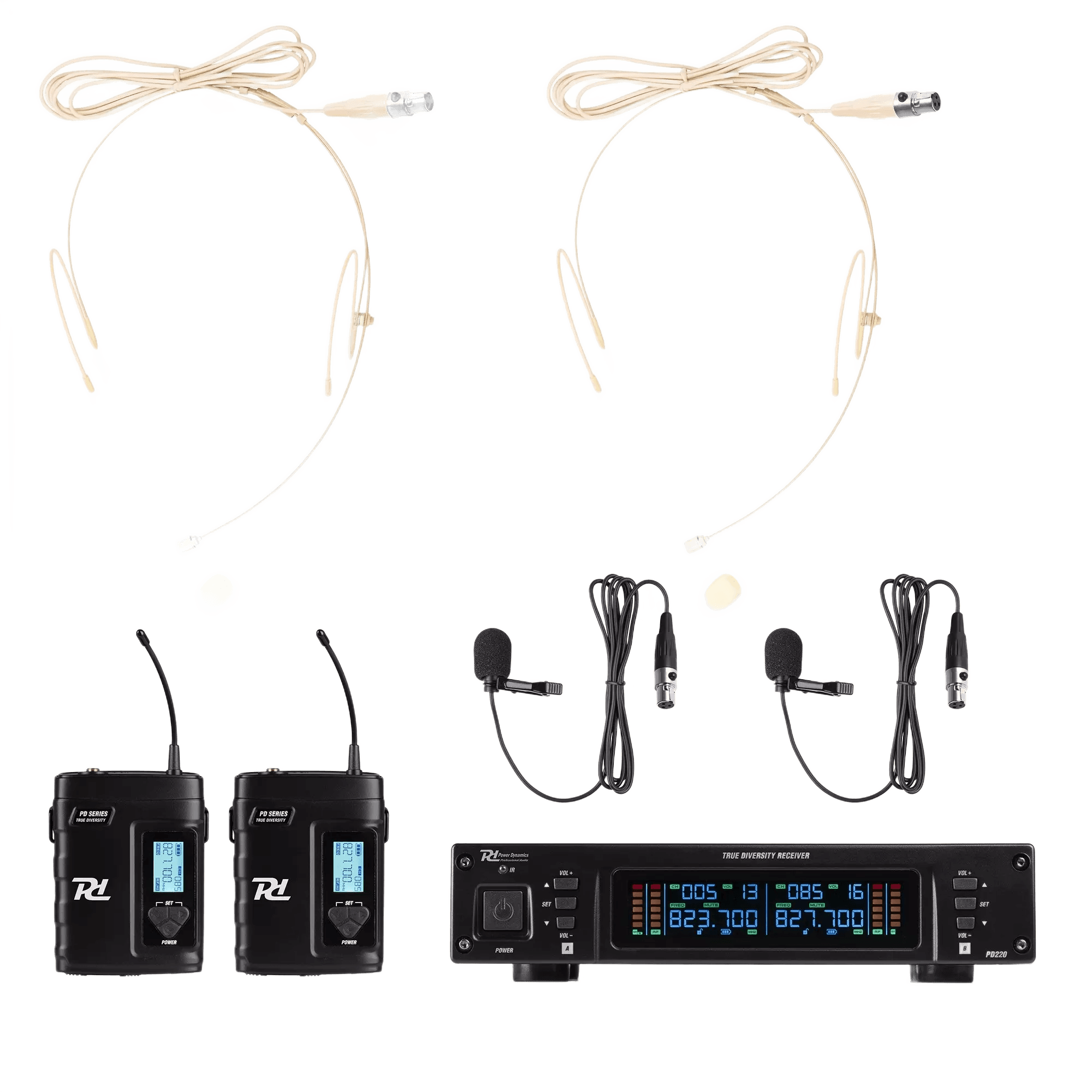 PDM PD220B DUAL Lapel Microphone TRUE Diversity UHF 823-832MHZ