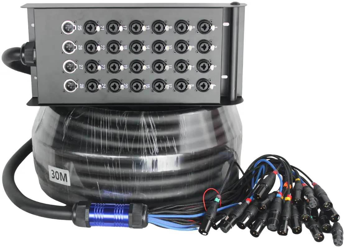 Pure Link PLK24+4 Stage Snake Cable - 30 Meter (24 In / 4 Return, Combo Plugs)