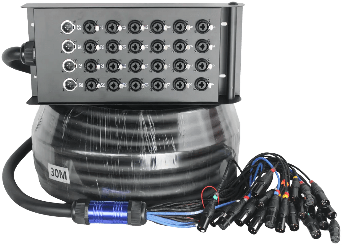 Pure Link PLK24+4 Stage Snake Cable - 30 Meter (24 In / 4 Return, Combo Plugs)