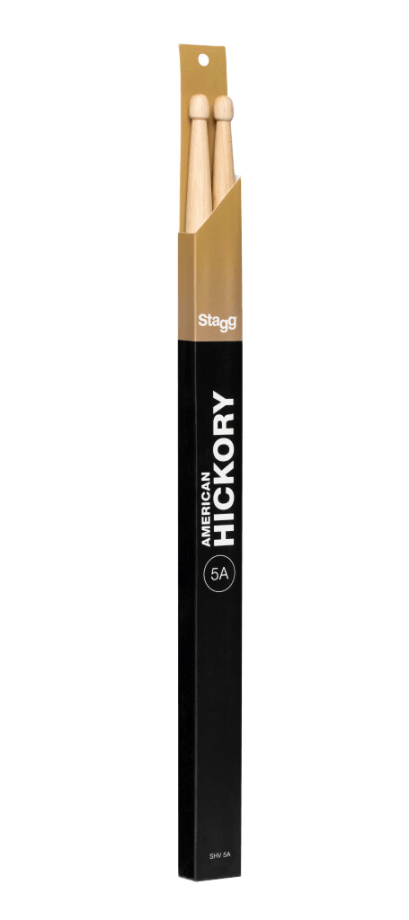 Stagg SHV5A 5A Hickory Drumsticks - Wood Tip (Brick of 12 pairs)
