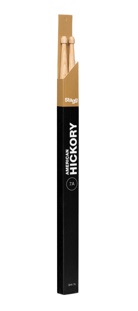 Stagg SHV7A 7A Hickory Drumsticks - Wood Tip (Brick of 12 pairs)