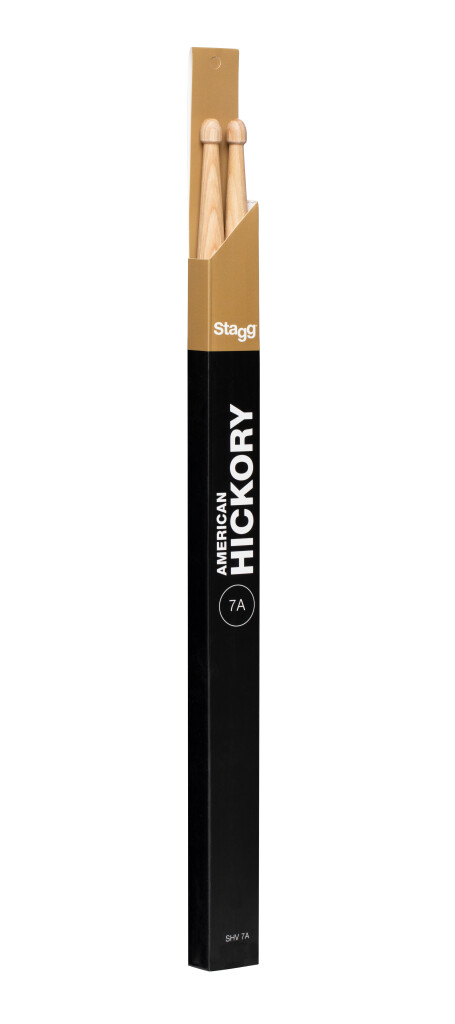Stagg SHV7A 7A Hickory Drumsticks - Wood Tip (Brick of 12 pairs)