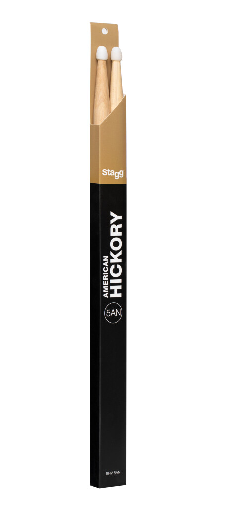 Stagg SHV5AN 5A Hickory Drumsticks - Nylon Tip (Brick of 12 pairs)