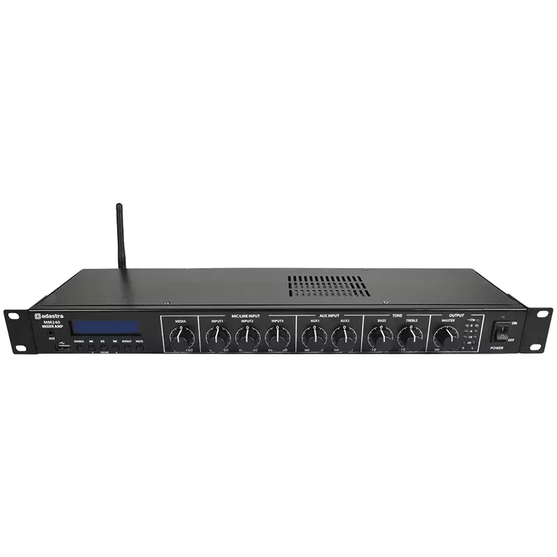 Adastra MM240 1U Stereo PA Mixer-Amplifier Usb/bt/fm 4OHM 2 X 120W