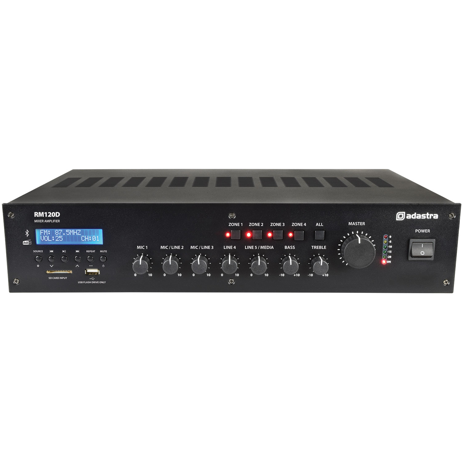 Adastra RM120D Mixer Amplifier Usb/bt/fm/dab+ 100V 120W