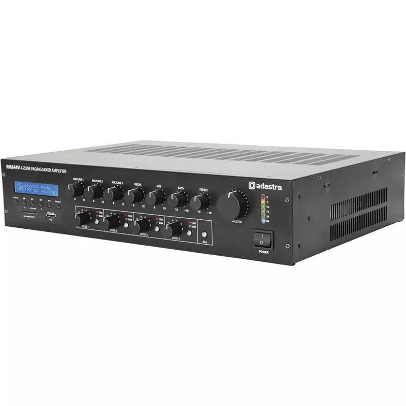 Adastra RM244V Paging Mixer-Amplifier Usb/sd/fm/bt 100V 240W 4 ZONE