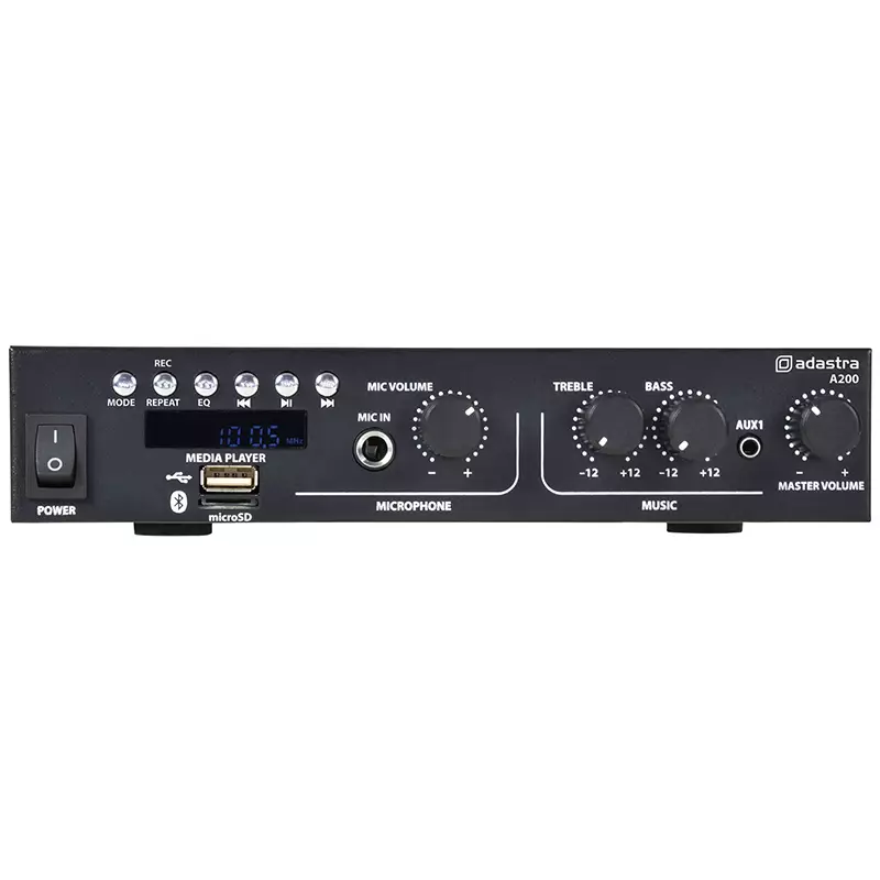 Adastra A200 Compact Stereo PA Mixer-Amplifier Usb/bt/fm 8OHM 2 X 100W
