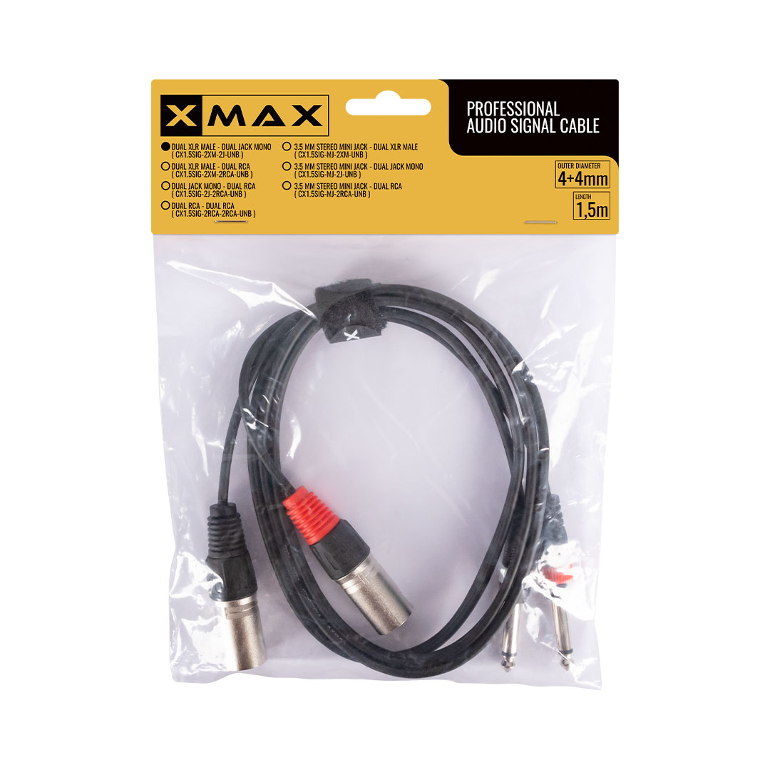 XMAX DUAL MONO JACK-DUAL XLR MALE 1.5M