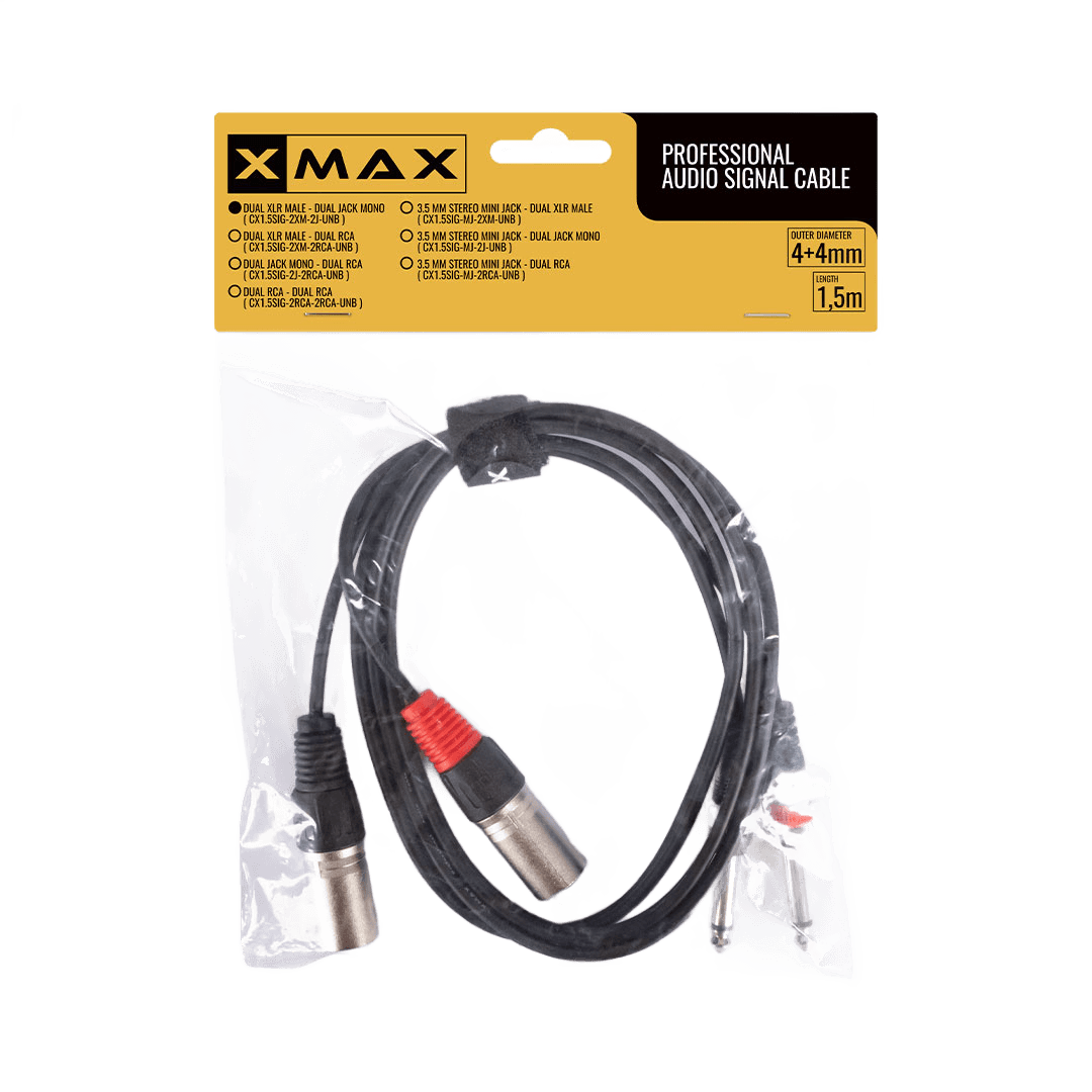 XMAX DUAL MONO JACK-DUAL XLR MALE 1.5M