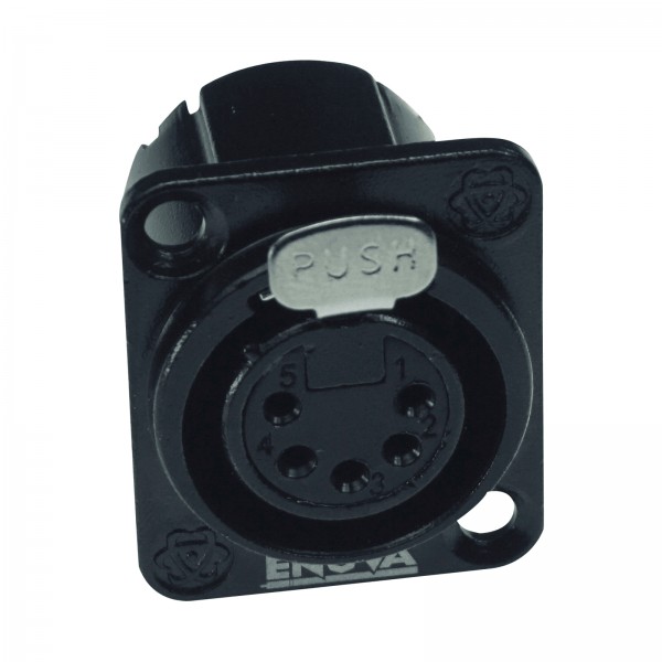 XL15FB – XLR Female Chassis connector;5-pin;black metal