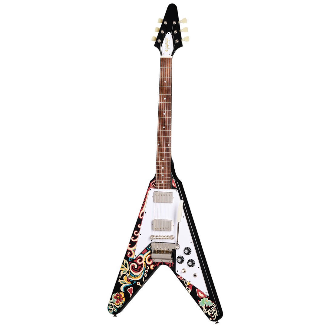 Epiphone Ecjhfv-EB JIMI Hendrix LOVE Drops Flying V Ebony